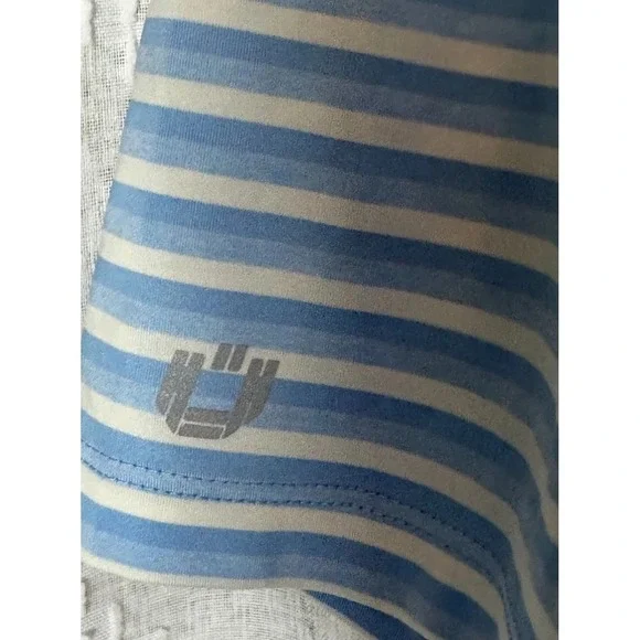 IBKUL Golf Polo Mens XL Blue Stripe UPF 50 Performance Sanctuary Golf Club Logo - Picture 3 of 6